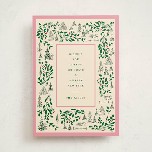 This is a candy non photo holiday cards with standard by Baumbirdy called village frame printing on signature in standard