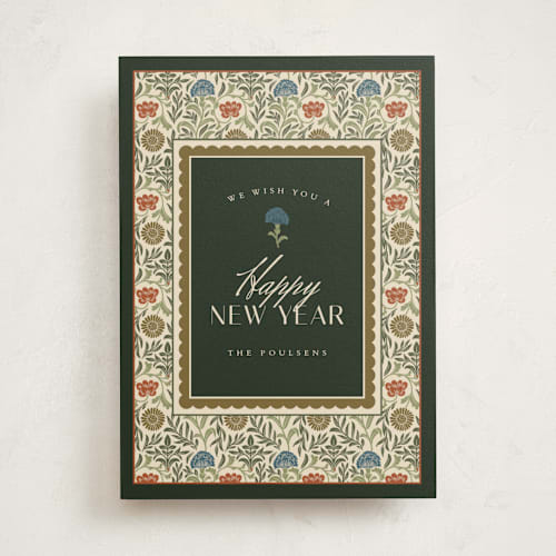 This is a pine non photo holiday cards with standard by Danie Romrell called morrisish printing on signature in standard