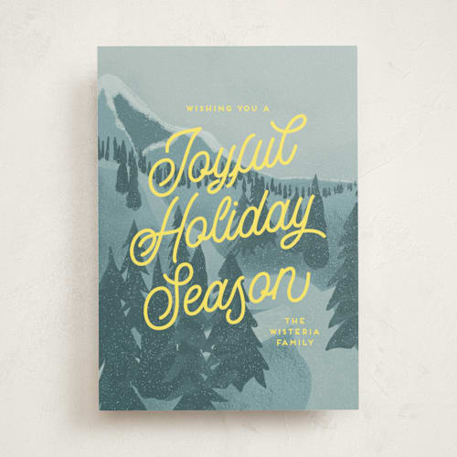 This is a glacier non photo holiday cards with standard by Kaydi Bishop called first mountain snow printing on signature in standard