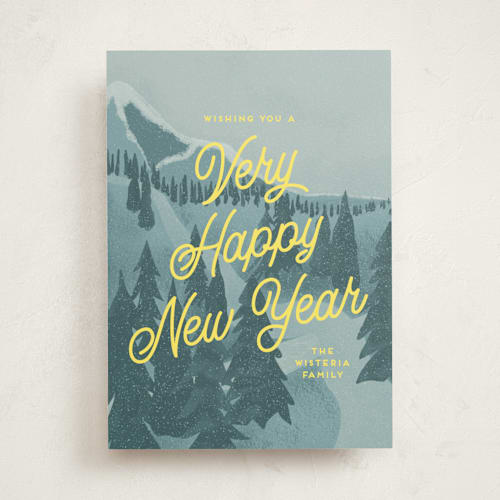 This is a glacier non photo holiday cards with standard by Kaydi Bishop called first mountain snow printing on signature in standard