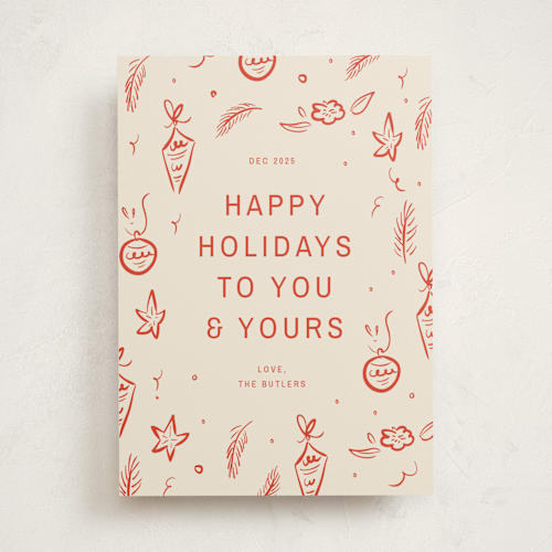 This is a tomato non photo holiday cards with standard by Ani Somi called happy little holidays printing on signature in standard