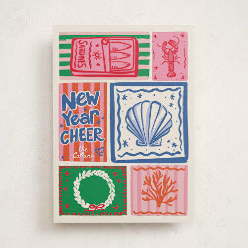 This is a cerulean non photo holiday cards with standard by Jenna Holcomb called seas printing on signature in standard