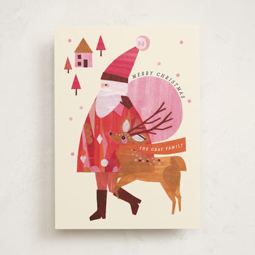 This is a berry non photo holiday cards with standard by Sarah Knight called delivery printing on signature in standard