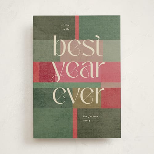 This is a elf shoes non photo holiday cards with standard by Creo Study called tree blocks printing on signature in standard