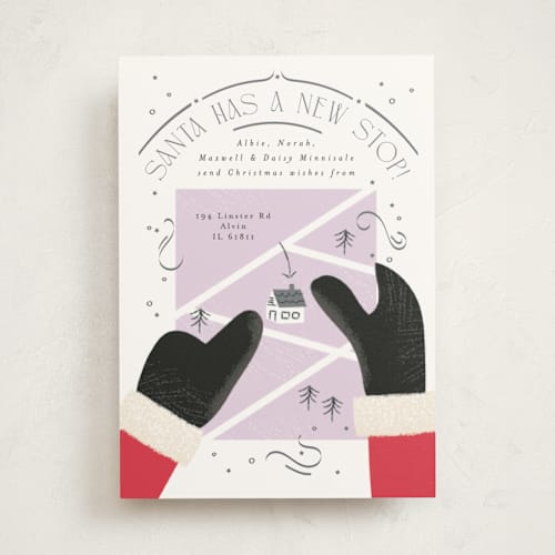 This is a sugar plum non photo holiday cards with standard by Corinne Malesic called santas new stop printing on signature in standard