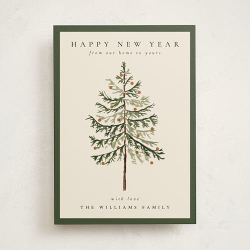 This is a pine non photo holiday cards with standard by Amy Kross called vintage spruce printing on signature in standard