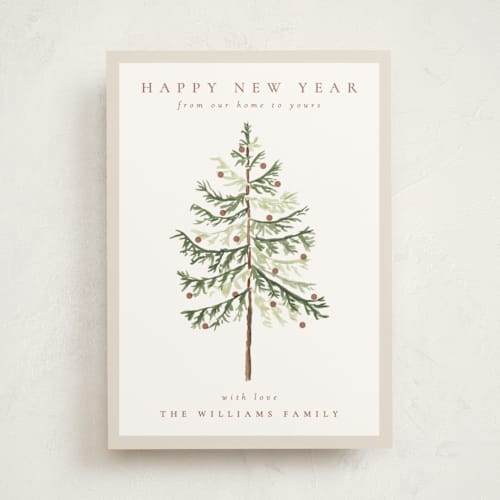 This is a snow non photo holiday cards with standard by Amy Kross called vintage spruce printing on signature in standard