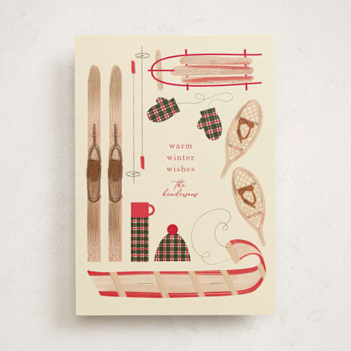 This is a eggnog non photo holiday cards with standard by Baumbirdy called wintery mix printing on signature in standard