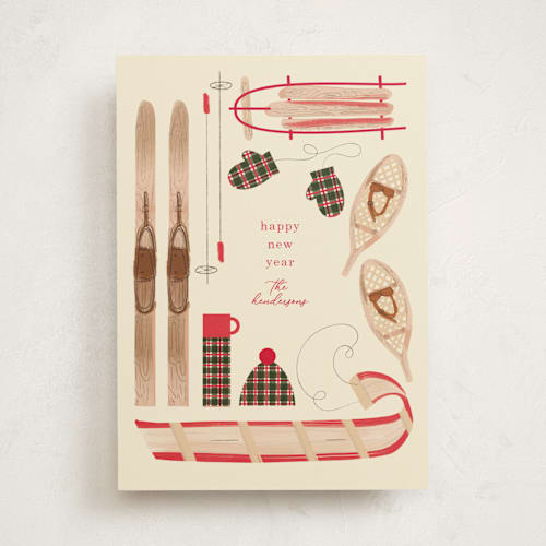 This is a eggnog non photo holiday cards with standard by Baumbirdy called wintery mix printing on signature in standard