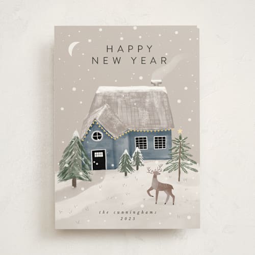 This is a dusk non photo holiday cards with standard by Maja Cunningham called winter's night printing on signature in standard