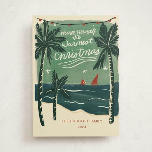 This is a verdant sea non photo holiday cards with standard by Angel Walker called palm warm printing on signature in standard
