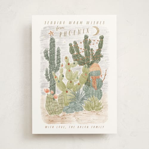 This is a cactus non photo holiday cards with standard by Shiny Penny Studio called deck the desert printing on signature in standard
