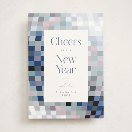 This is a party non photo holiday cards with standard by Pixel and Hank called disco printing on signature in standard