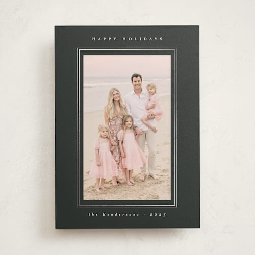 This is a midnight photo mount holiday cards with foil pressed by Christy Hy Lee called modern minimalist printing on recycled in photo_mount