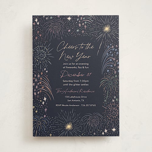 This is a evening holiday party invitations with standard by Elly called fireworks printing on signature in standard