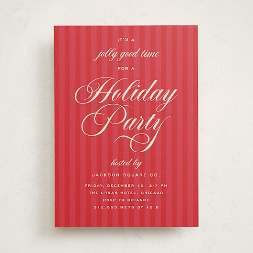 This is a berry holiday party invitations with standard by Louise Kay called jolly good time printing on signature in standard