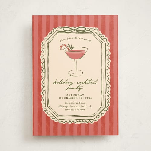 This is a candy cane holiday party invitations with standard by Susan Zinader called cheers to you printing on signature in standard
