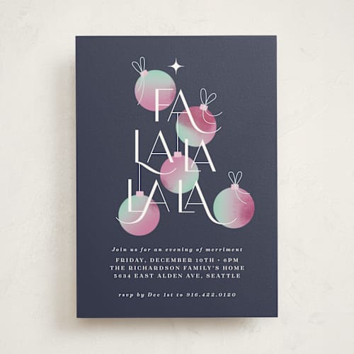 This is a sugar plum holiday party invitations with standard by Corinne Malesic called modern display printing on signature in standard