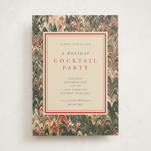 This is a festive holiday party invitations with standard by Claire called book printing on signature in standard