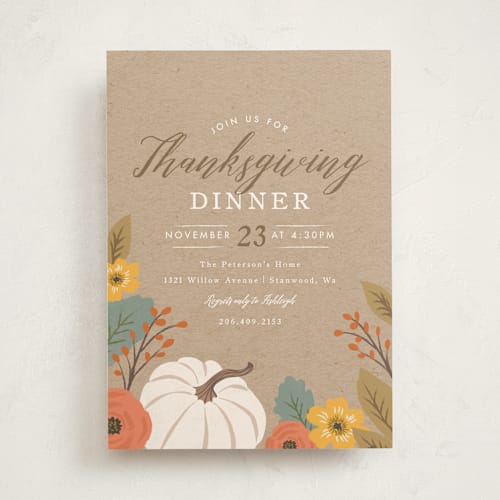This is a kraft holiday party invitations with standard by Karidy Walker called bountiful harvest printing on signature in standard
