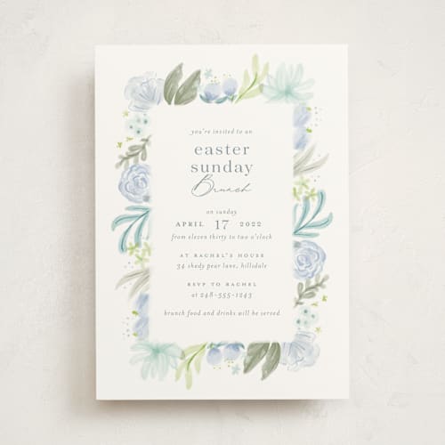 This is a hydrangea holiday party invitations with standard by Ashley DeMeyere called blooming brunch printing on signature in standard