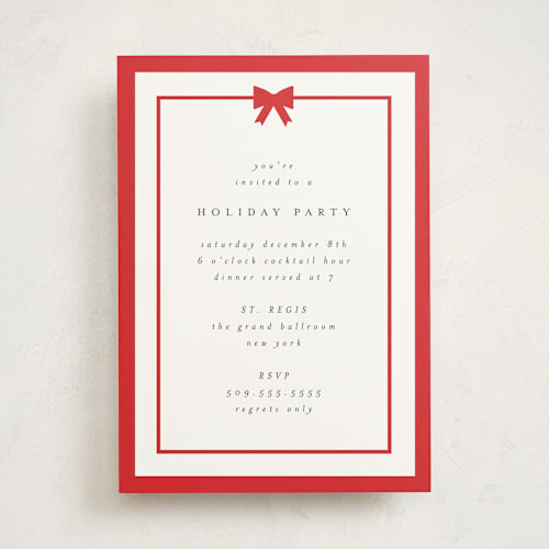 This is a holly berry holiday party invitations with standard by AK Graphics called bow printing on signature in standard