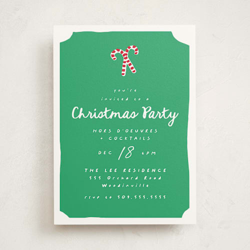 This is a greenery holiday party invitations with standard by AK Graphics called candycanes printing on signature in standard