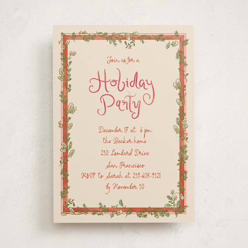 This is a pudding holiday party invitations with standard by Creo Study called vintage winter frame printing on signature in standard
