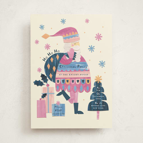 This is a sugarplum holiday party invitations with standard by Sarah Knight called sassy santa printing on signature in standard