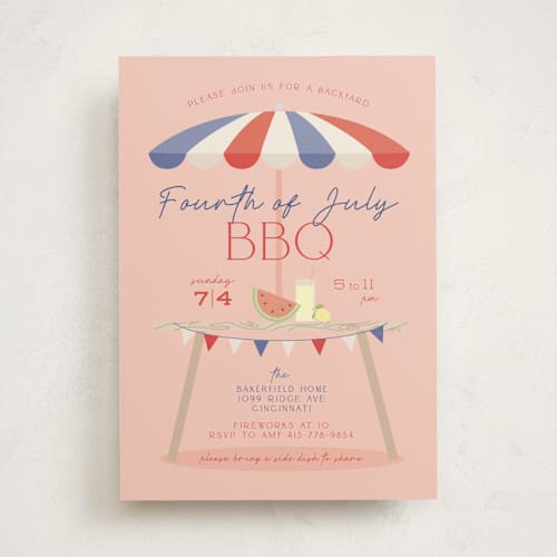 This is a watermelon holiday party invitations with standard by Susan Zinader called red white & blue bbq printing on signature in standard