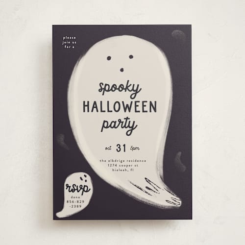 This is a night holiday party invitations with standard by Gwen Bedat called ghosts printing on signature in standard