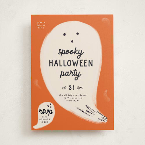 This is a pumpkin holiday party invitations with standard by Gwen Bedat called ghosts printing on signature in standard