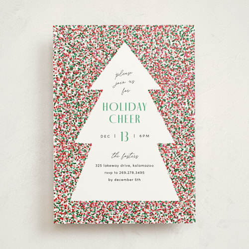 This is a christmas tree holiday party invitations with standard by Pixel and Hank called holiday cheer printing on signature in standard