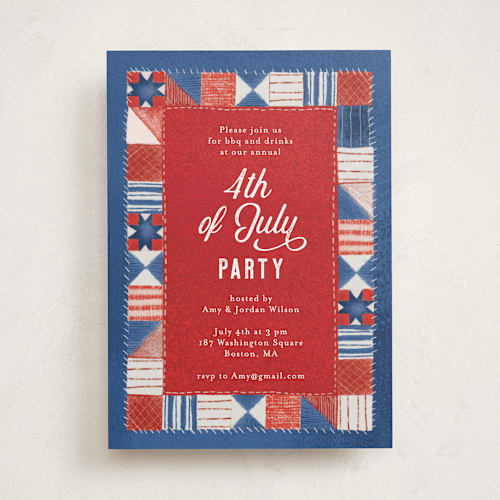 This is a ruby holiday party invitations with standard by frau brandt called quilted fourth printing on signature in standard