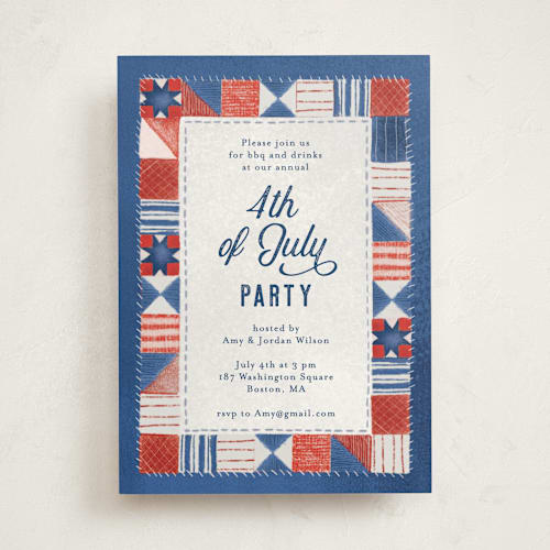 This is a ivory holiday party invitations with standard by frau brandt called quilted fourth printing on signature in standard