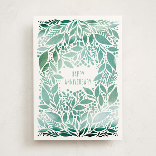 This is a greenery anniversary cards with standard by Alethea and Ruth called happy anniversary vines printing on signature in greeting cards