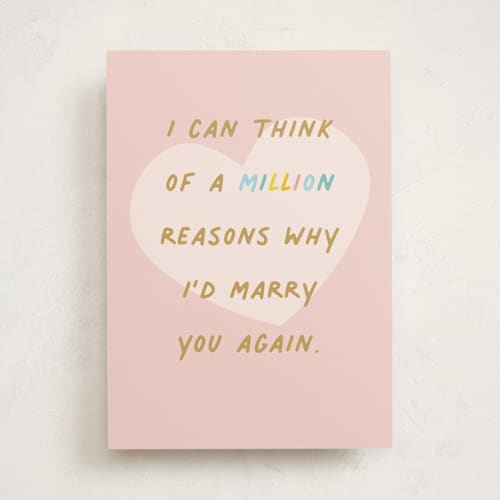 This is a blush anniversary cards with standard by Louise Kay called marry you again printing on signature in greeting cards