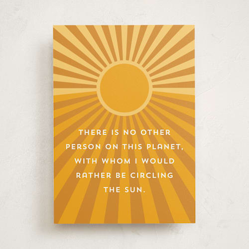 This is a sun anniversary cards with standard by Emily J. Davis called circling the sun with you printing on signature in greeting cards