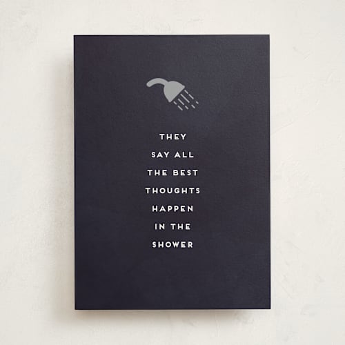 This is a midnight anniversary cards with standard by Amy Payne called shower thoughts printing on signature in greeting cards
