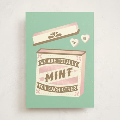 This is a mint anniversary cards with standard by Jess Miller Draws called we are mint for each other printing on signature in greeting cards