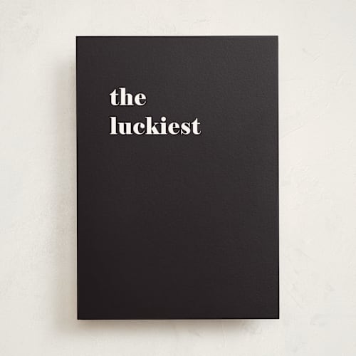 This is a charcoal anniversary cards with standard by Amy Kross called the very luckiest printing on signature in greeting cards