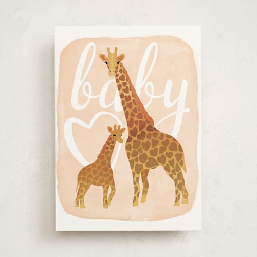 This is a honey new baby greeting cards with standard by Jennifer Lew called baby giraffe printing on signature in greeting cards