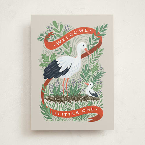 This is a feather new baby greeting cards with standard by Paper Sun Studio called sweet welcome printing on signature in greeting cards