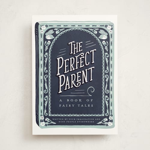 This is a navy new baby greeting cards with standard by Kelsey Mucci called a book of fairy tales printing on signature in greeting cards