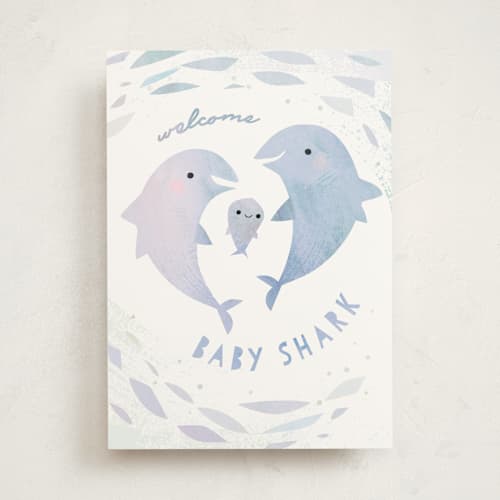 This is a ocean new baby greeting cards with standard by Lori Wemple called baby shark printing on signature in greeting cards
