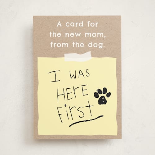 This is a sun new baby greeting cards with standard by Naava Katz called to mom, from the dog printing on signature in greeting cards