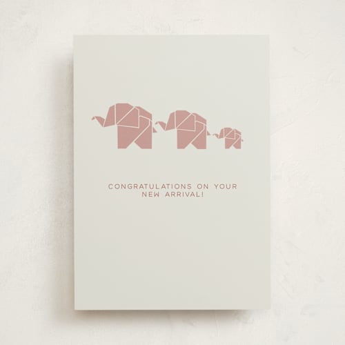 This is a mist new baby greeting cards with standard by Johanna Phillips Huuva called elephant baby printing on signature in greeting cards
