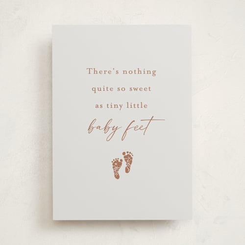 This is a fog new baby greeting cards with standard by Stacey Meacham called tiny feet printing on signature in greeting cards
