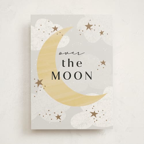 This is a moon new baby greeting cards with standard by Angela Garrick called happy moon printing on signature in greeting cards