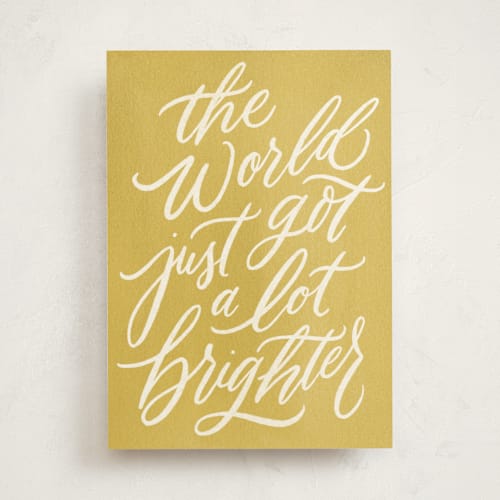 This is a sunshine new baby greeting cards with standard by Wildfield Paper Co called so much brighter printing on signature in greeting cards